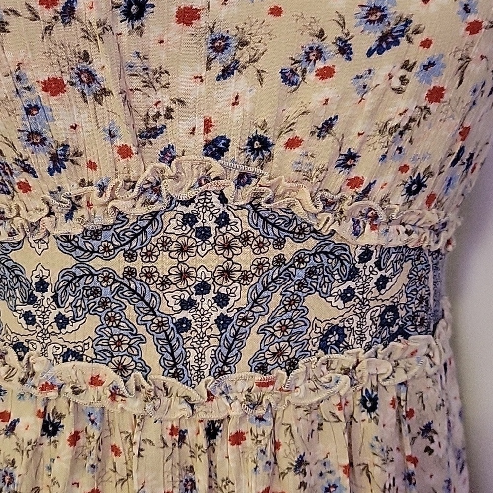 Vtg CATO Coquette Ditsy Floral V-Neck Bow Strap Boho Fairycore Dress - Picture 6 of 10